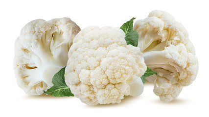 Fresh cauliflower isolated on white background with clipping path