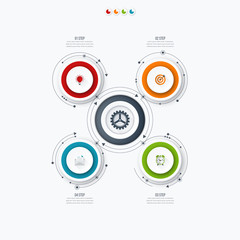 Infographics template 4 options with circle