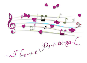 Musical score colored I love Portugal