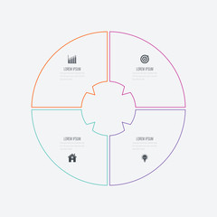 Infographics template 4 options with circle