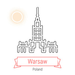 Fototapeta premium Warsaw, Poland Vector Line Icon