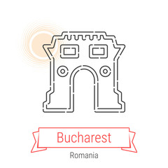 Bucharest, Romania Vector Line Icon
