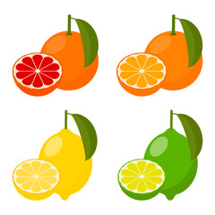 icon set with vector citrus.
