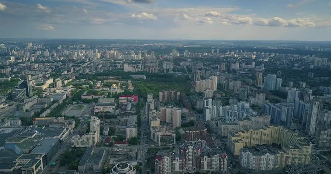 Aerial panorama of Russian city Yekaterinburg. 4K UHD