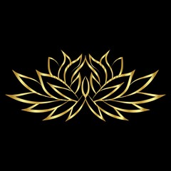lotus flower gold silhouette