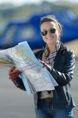beautiful woman with a map