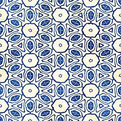 Native batik seamless watercolor artistic boho style colorful square pattern.