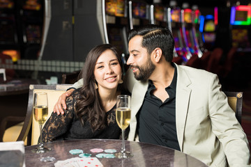 Cute couple on a casino date