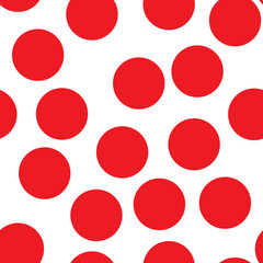 Seamless pattern of red circles of different sizes. Vector abstract background