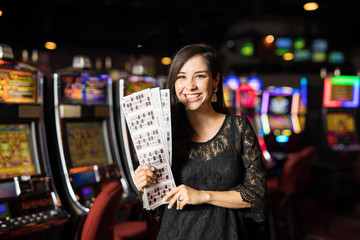 Woman winning the casino lottery