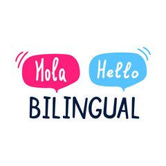 Bilingual. Flat vector illustration on white background.