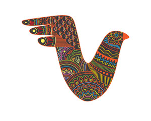 Bird vector illustration with colorful Mexican style pattern