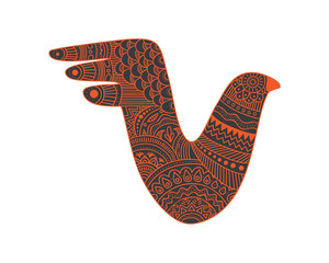 Bird vector illustration with Mexican style pattern - 185510381