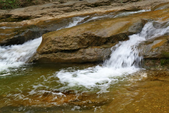 A fast mountain stream or a small mountain river