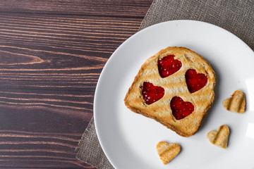 Grilled toast with raspberry jam