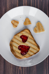 Grilled toast with raspberry jam