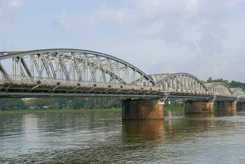 Fototapeta na wymiar Steel Bridge over the Perfume River, Vietnam