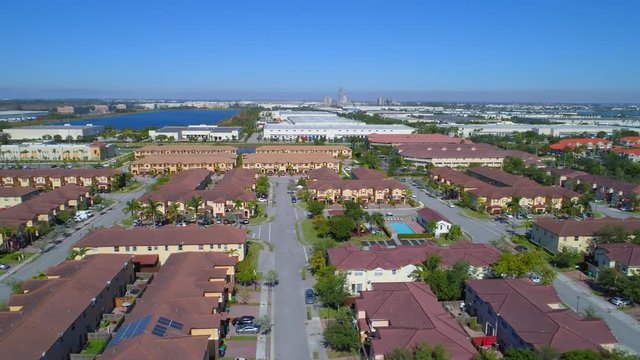 Aerial footage lakefront homes Doral FL 4k 24p