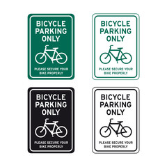 Bicycle parking only traffic sign set