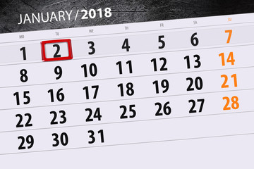 Fototapeta premium Isolated background daily calendar January 2