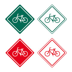 Bike bicycle traffic sign set