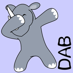 dab dabbing pose rhino kid cartoon in vector format very easy to edit 