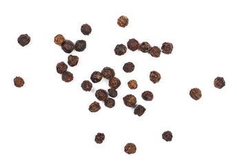 Black pepper isolated on white background, with clipping path, top view