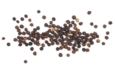 Black pepper isolated on white background, with clipping path, top view