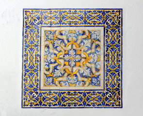 Azulejos portugueses en la Catedral Sé de Faro, Algarve, Portugal