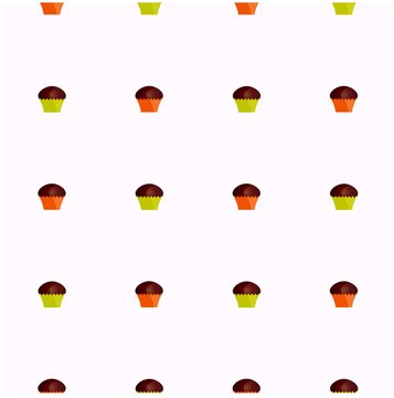Seamless pattern chocolate muffins on light pink stock vector illustration