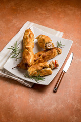 skewer wrapped in bread dough