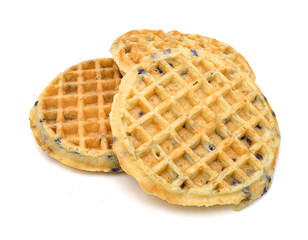 Baked waffles on white background 