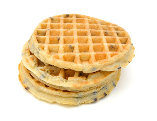 Baked waffles on white background 