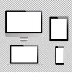 Set of realistic laptop tablet and phone monitors.Vector
