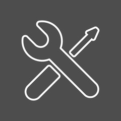 Screwdriver and wrench tools line icon.