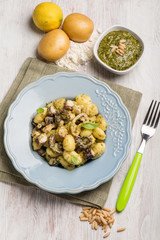 gnocchi with pesto sauce and octopus