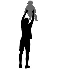 Silhouette of happy family on a white background. Vector illustration.