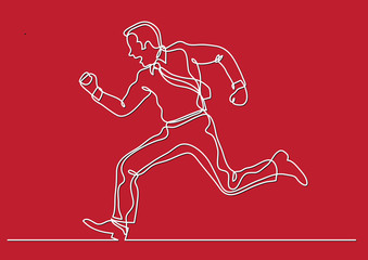 Obraz premium continuous line drawing of business situation - businessman running fast
