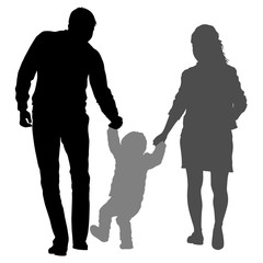 Silhouette of happy family on a white background