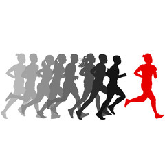 Obraz na płótnie Canvas Set of silhouettes. Runners on sprint, men and woman