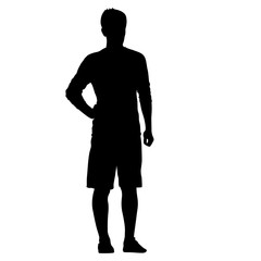 Black silhouette man standing, people on white background