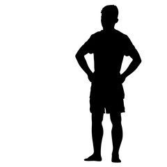 Black silhouette man standing, people on white background