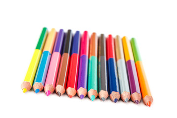 Colored pencils isolated on a white background.