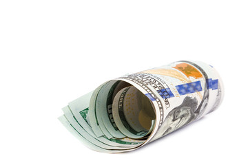 Money dollars usa on a white background