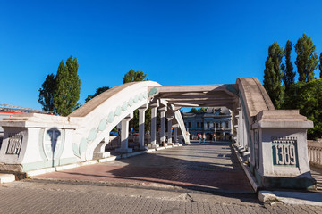 Kragujevac, Serbia - July 18, 2016: Stara Livnica, locates near old factory in Kragujevac, Serbia. Wonderful building and bridge of Knez Prince Mihailova