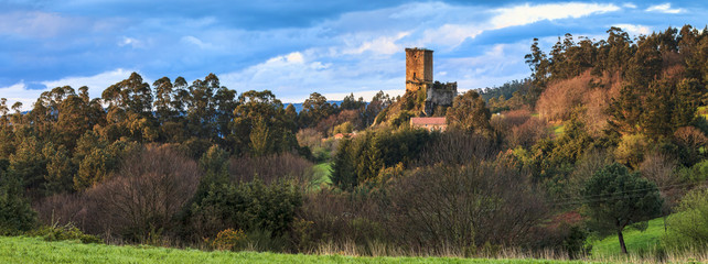 Andrade Castle Panorama Pontedeume Galicia Spain