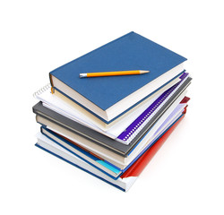 A pile of class books or back to school