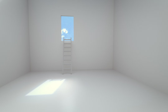 3d rendering of empty room with laddar