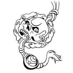 dreamcatcher scull hand drawing vector