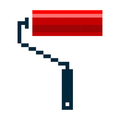 Pixel paint roller brush pixel art cartoon retro game style
